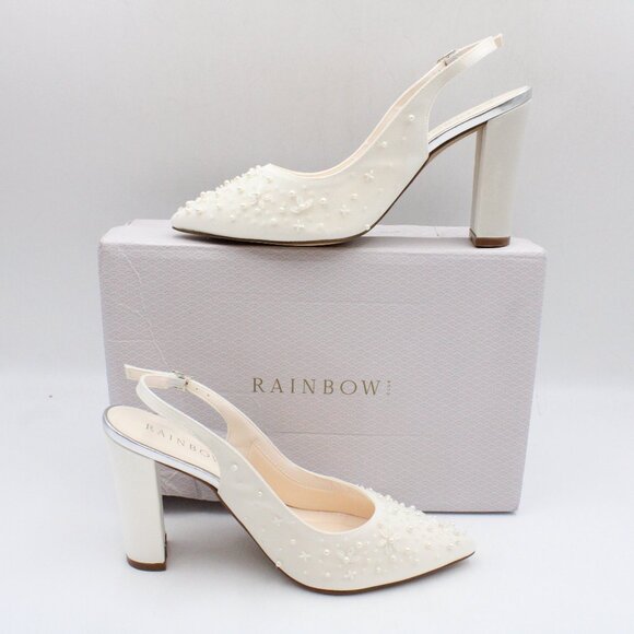 NIDB Rainbow Club Aurora Wide Fit Lace Slingback Heels in Ivory EU Size 39 - Picture 1 of 15